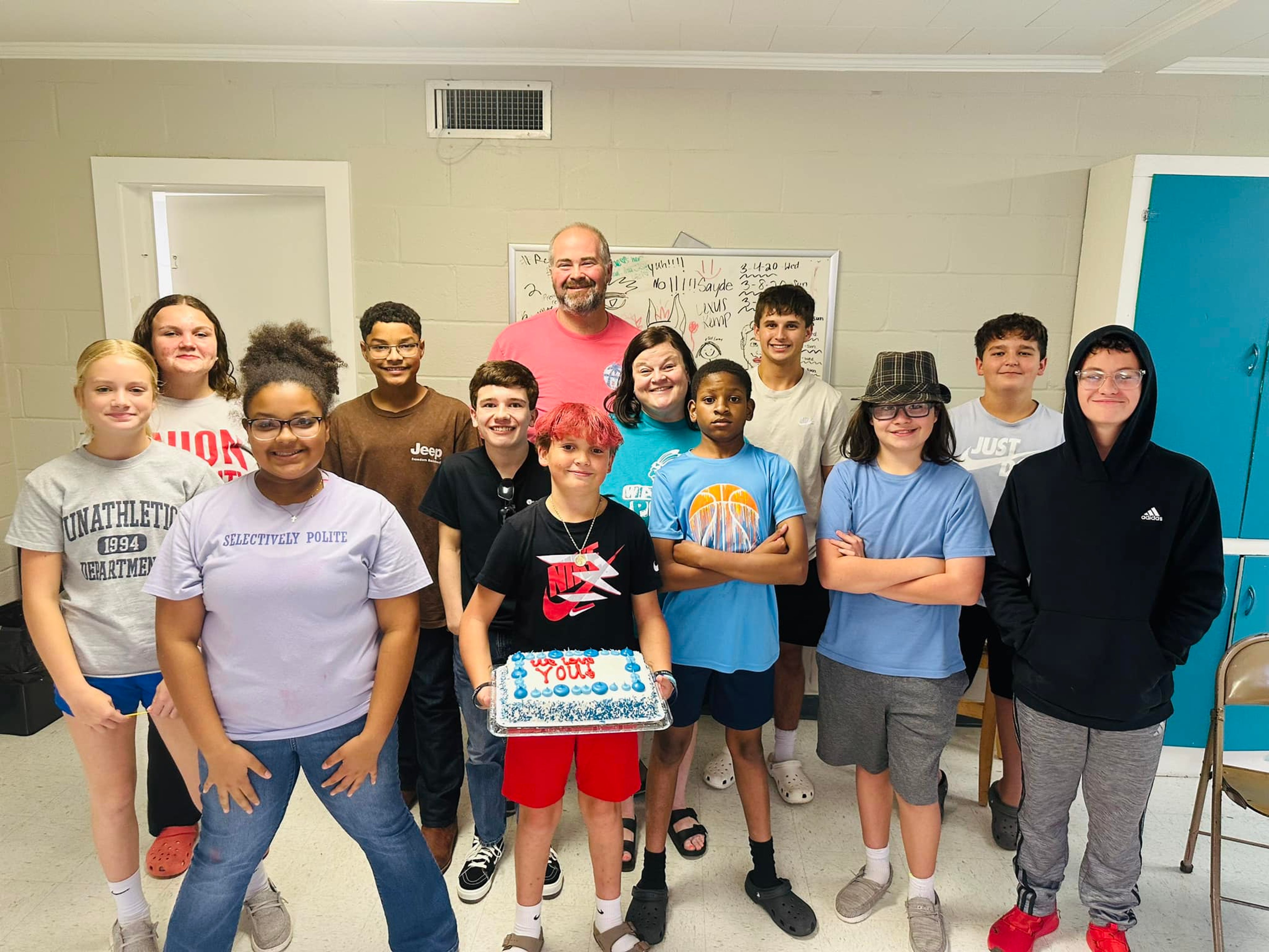 Youth group celebrating service project